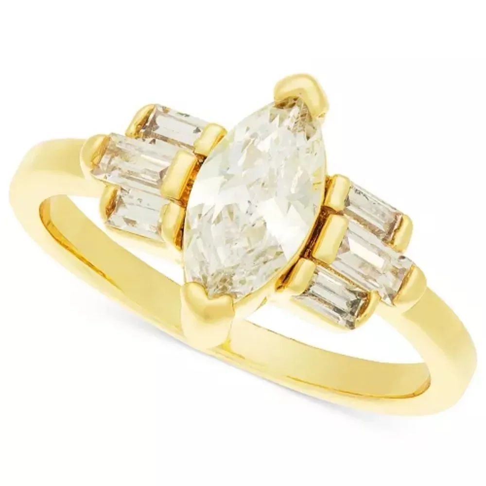 Charter Club Gold Plated Ring with Clear Stone Size 6